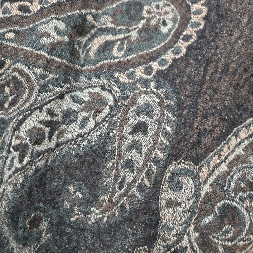 Soft Surroundings 100% Wool‎ Paisley Cardigan Sweater Women's 1X Boho Fringe...